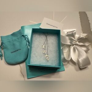 Tiffany & Co. Rare 925 Silver T&Co Dangle Letters Logo Pendant 16" Necklace